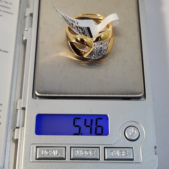 VTG NWT 5.46g .10ctw Diamond Round Baguette Style 18K Yellow Gold Over Ring Sz 7 - Picture 10 of 10